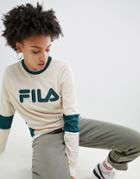 Fila Oversized Baseball Top With V Neck In Contrast Mesh - Cream