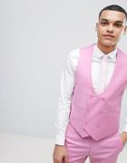 Asos Design Wedding Skinny Suit Vest In Pink 100% Wool - Pink