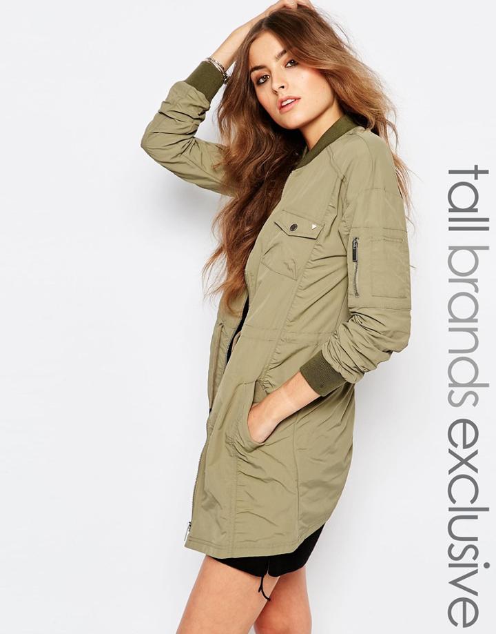 Noisy May Tall Lightweight Parka Jacket - Green