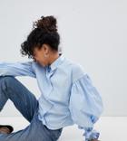 Monki Puff Sleeve Blouse-blue