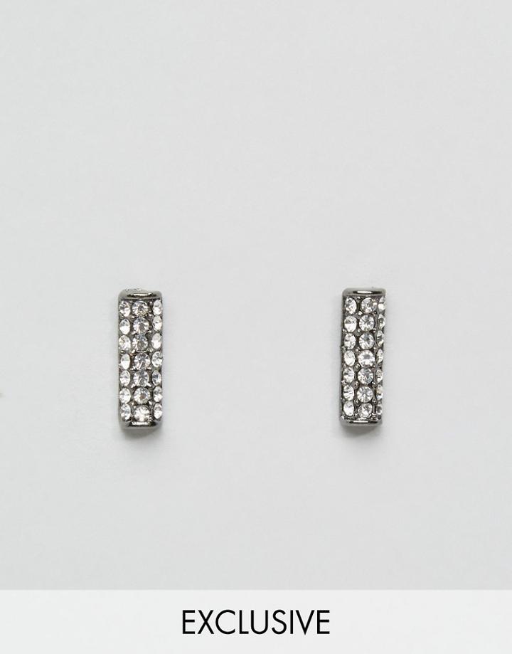 Designb Crystal Collar Tips In Gunmetal - Silver