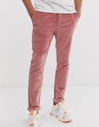 Asos Design Skinny Fit Cord Pants In Pink - Pink