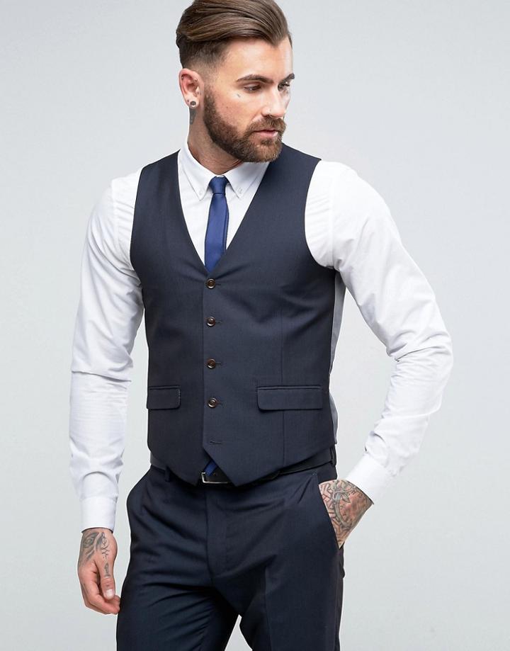 Harry Brown Plain Vest - Navy