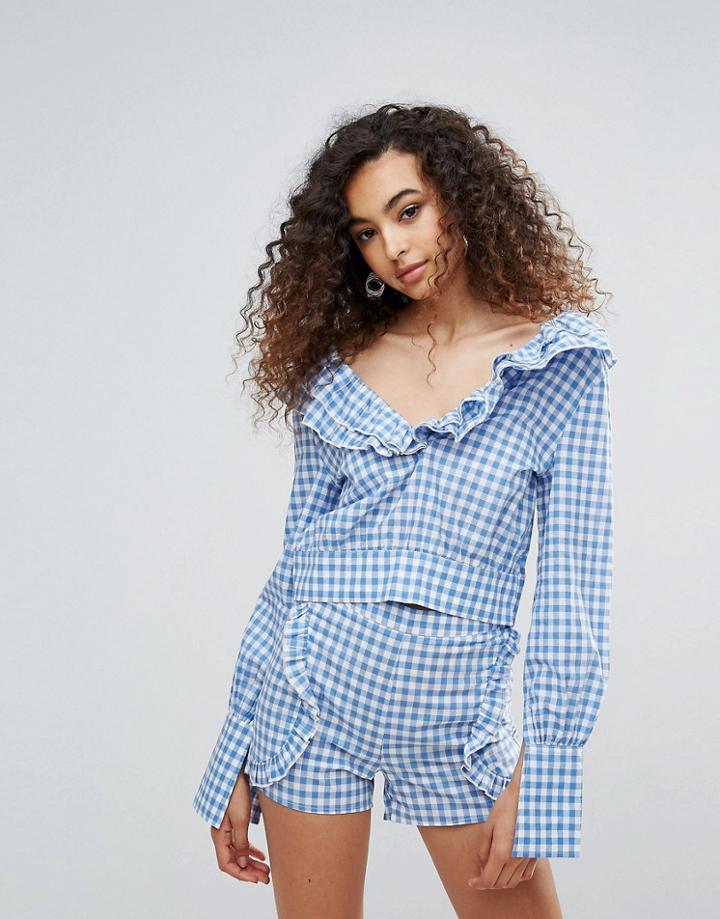 Unique 21 Gingham Bardot Blouse - Multi