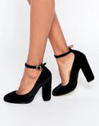 Carvela Adonis Black Ankle Strap Block Heeled Shoes - Black