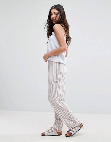 Neon Rose Stripe Pants - Beige