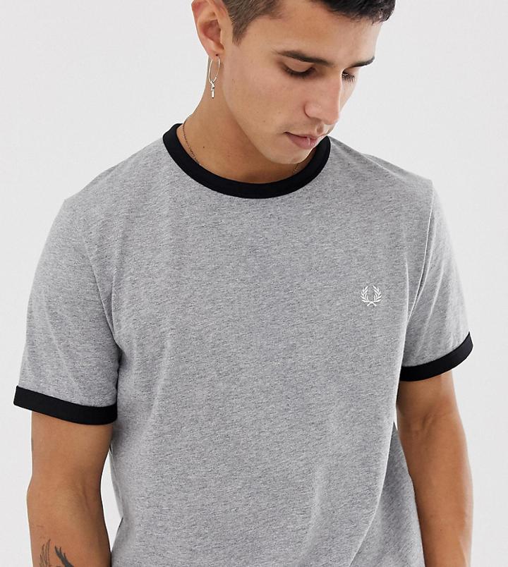 Fred Perry Slim Fit Contrast Ringer T-shirt In Gray - Gray