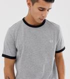 Fred Perry Slim Fit Contrast Ringer T-shirt In Gray - Gray