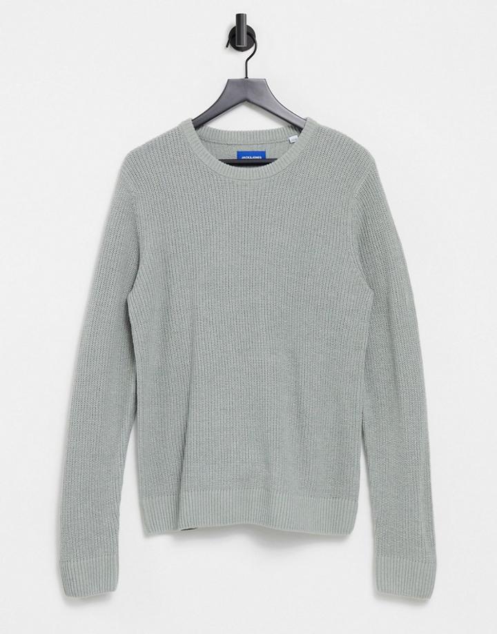Jack & Jones Originals Ribbed Crew Neck Sweater-grey