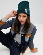 Adidas Originals High Beanie With Trefoil Logo In Dark Green - Green