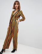 Glamorous Tea Jumpsuit In Bold Stripe-multi