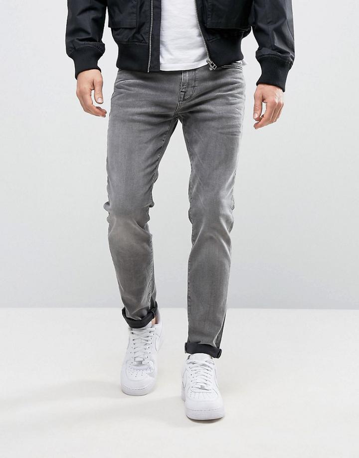 Selected Homme Jeans In Skinny Fit Stretch Denim - Gray