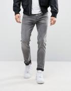 Selected Homme Jeans In Skinny Fit Stretch Denim - Gray
