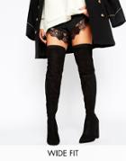 Asos Karmen Wide Fit Pointed Over The Knee Boots - Black