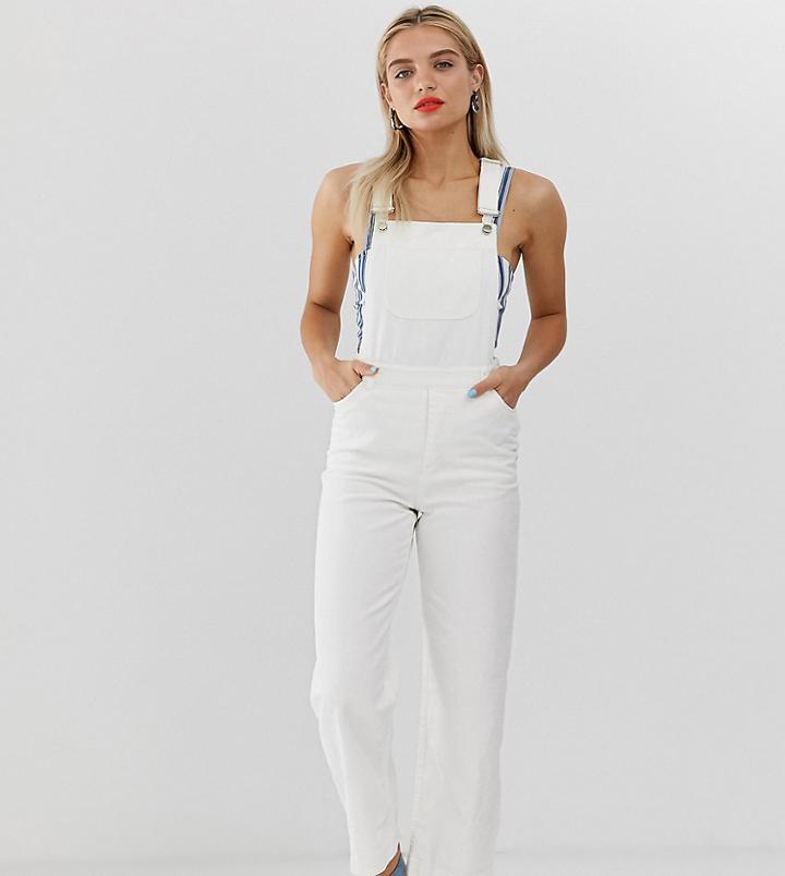 Monki Twill Overalls In Cream - White