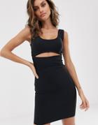The Girlcode Cutaway Front Bandage Mini Dress In Black - Black