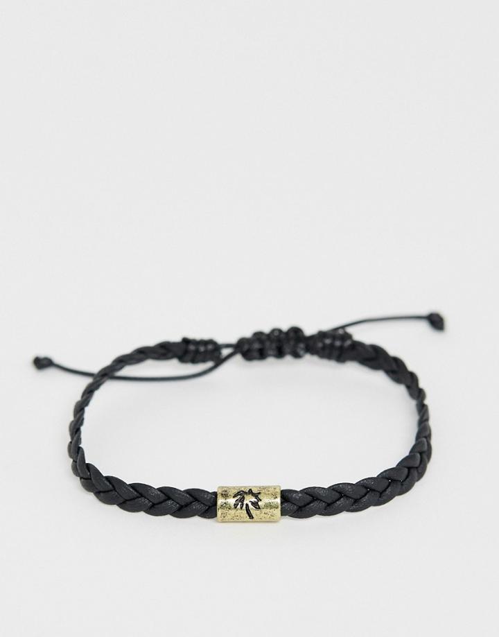Classics 77 Braided Black Leather Bracelet - Black