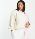 Missguided Plus Shirt In Pastel Pink Color Block