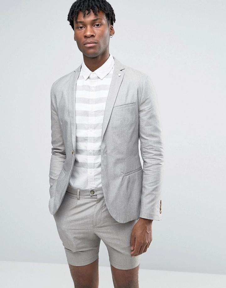 Selected Cotton Blazer - Beige