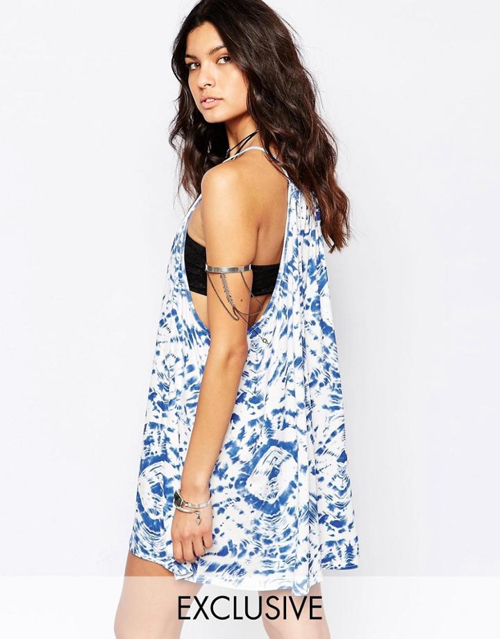 Rokoko Swing Tank Dress With Racer Back In Festival Tye Dye - Multi