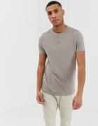 Asos Design Organic Short Sleeve T-shirt With Grandad Neck In Beige - Beige