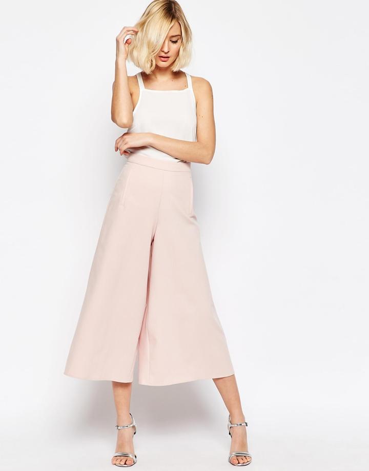 Asos Occasion Wide Leg Culottes - Nude