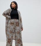 Pink Clove Wide Leg Pants In Leopard Two-piece - Brown