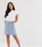 Only Petite Denim A-line Mini Skirt-blue