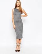 Asos Midi Dress In Silver Metallic Knit - Silver