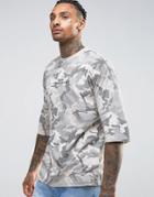 Criminal Damage Oversized Camo Tee With Dropped Shoulders - Gray