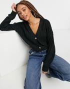 Brave Soul Posie Boxy Cardigan In Black