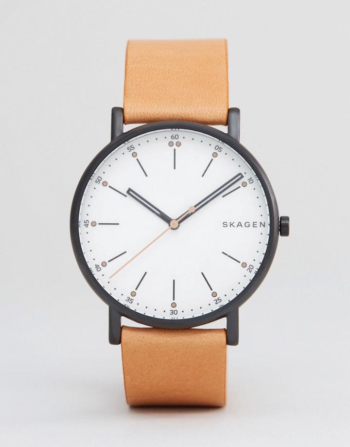 Skagen Skw6352 Signature Leather Watch In Tan - Tan