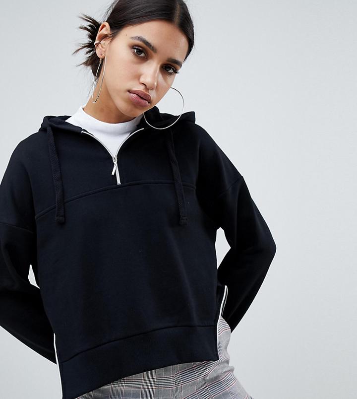 Na-kd Zip Detail Hoodie In Black