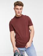 Asos Design T-shirt With Crew Neck In Dark Brown