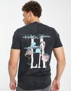 Hollister Spring Daze La Back Print T-shirt In Washed Black