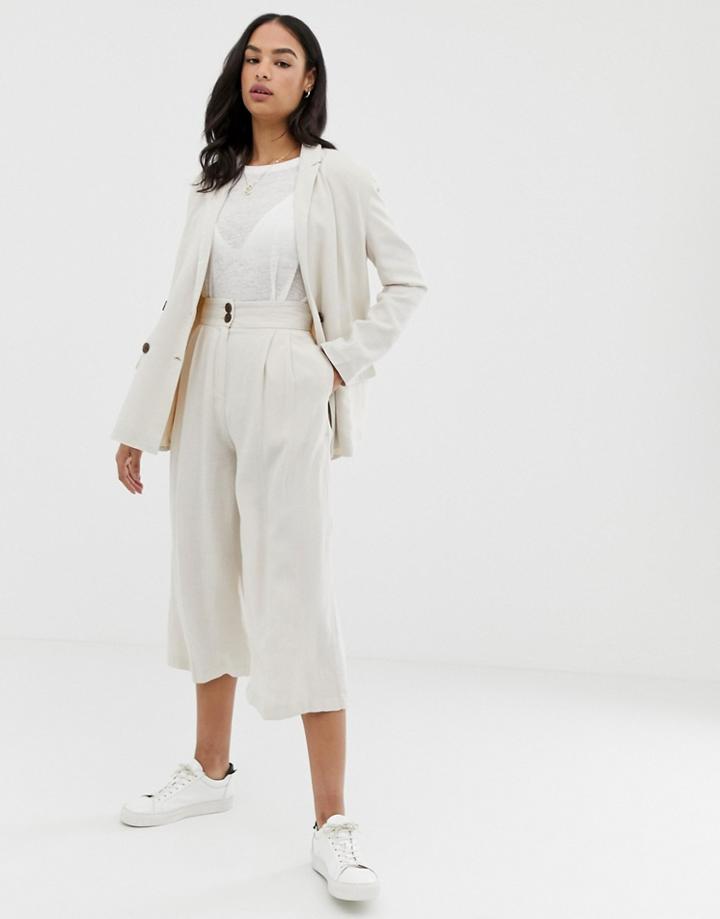 Asos Design Gutsy Linen Culottes - Cream