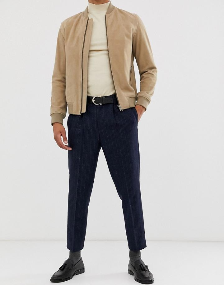 Asos Design Tapered Smart Pants In Navy Stripe-gray