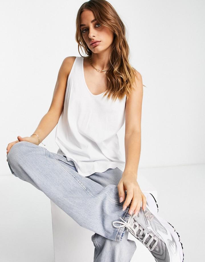Asos Design Ultimate Tank Top With Scoop Neck In Cotton In White - White