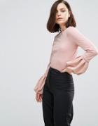 Asos Top With Pretty Bell Sleeve - Pink