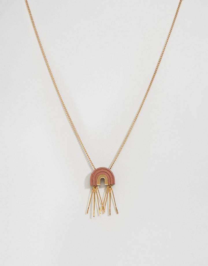 Wolf & Moon Mini Tassel Arch Necklace - Gold