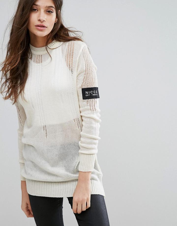 Nicce London Ladder Knit Sweater - Cream