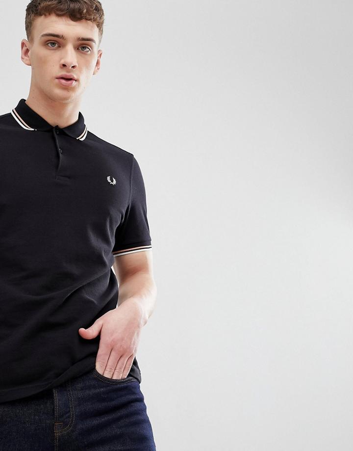 Fred Perry Twin Tipped Polo Shirt In Black - Black