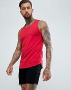 Religion Vest With Curved Hem In Red - Red