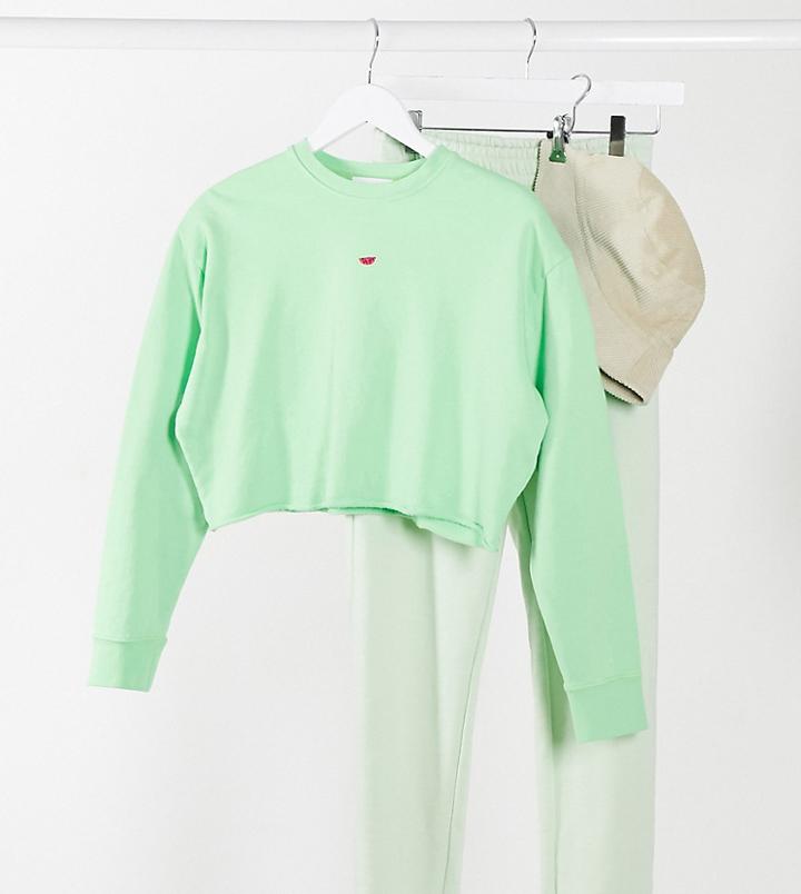 Topshop Petite Watermelon Sweatshirt In Green
