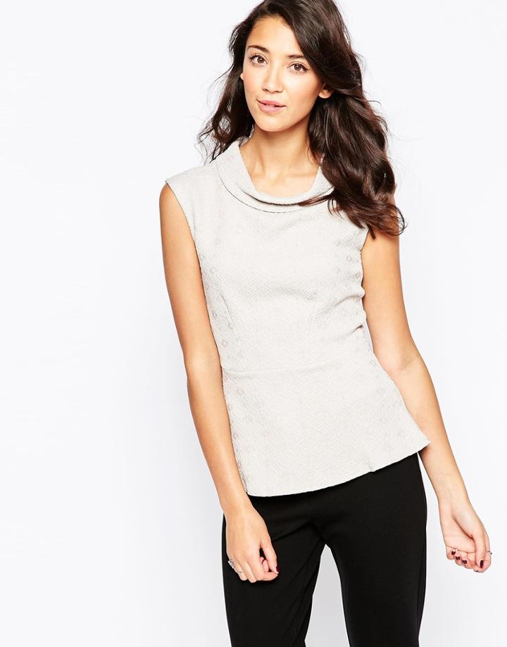 Closet High Neck Top In Jacquard - Gray