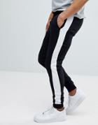 Asos Skinny Joggers With Side Stripe - Black