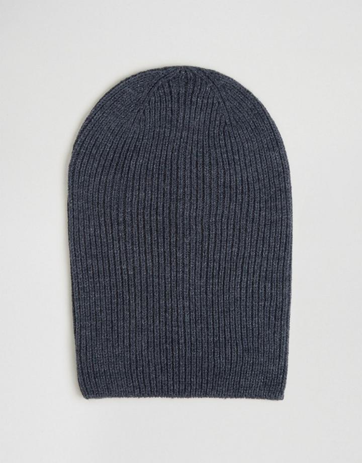 Asos Slouchy Beanie In Denim - Blue