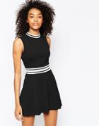 Asos Skater Dress With Sports Trim - Bright Blue $26.00