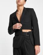 Asos Design Skinny Cut Out Suit Jacket In Black