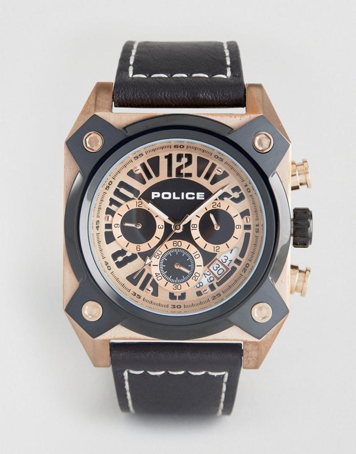 Police Watch With Black Dial And Black And Gold Case - Black